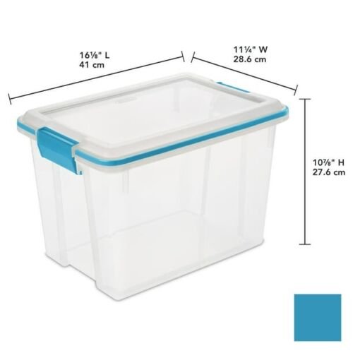 Sterilite 20 Qt. Gasket Box Plastic, Blue Aquarium, Set of 6